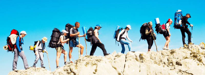 women hiking