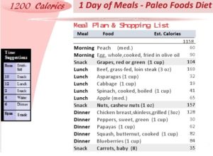 1200 calorie menu